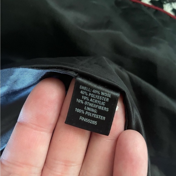 Express Black and White Houndstooth Belted Winter Pea Coat Y2K - Picture 7 of 8